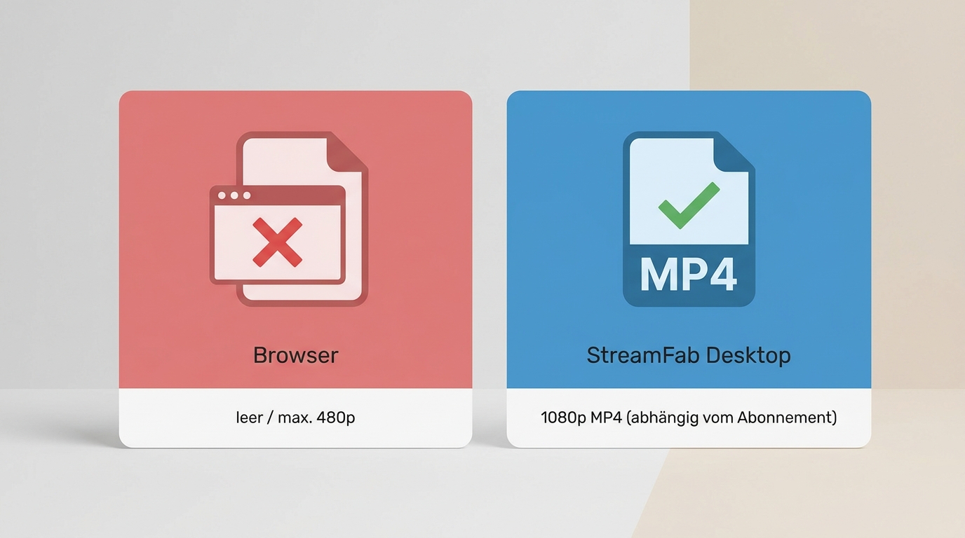 Vergleich: Browser-Rechtsklick scheitert bei OnlyFans-Schutz, StreamFab-Desktop-App liefert bis 1080
